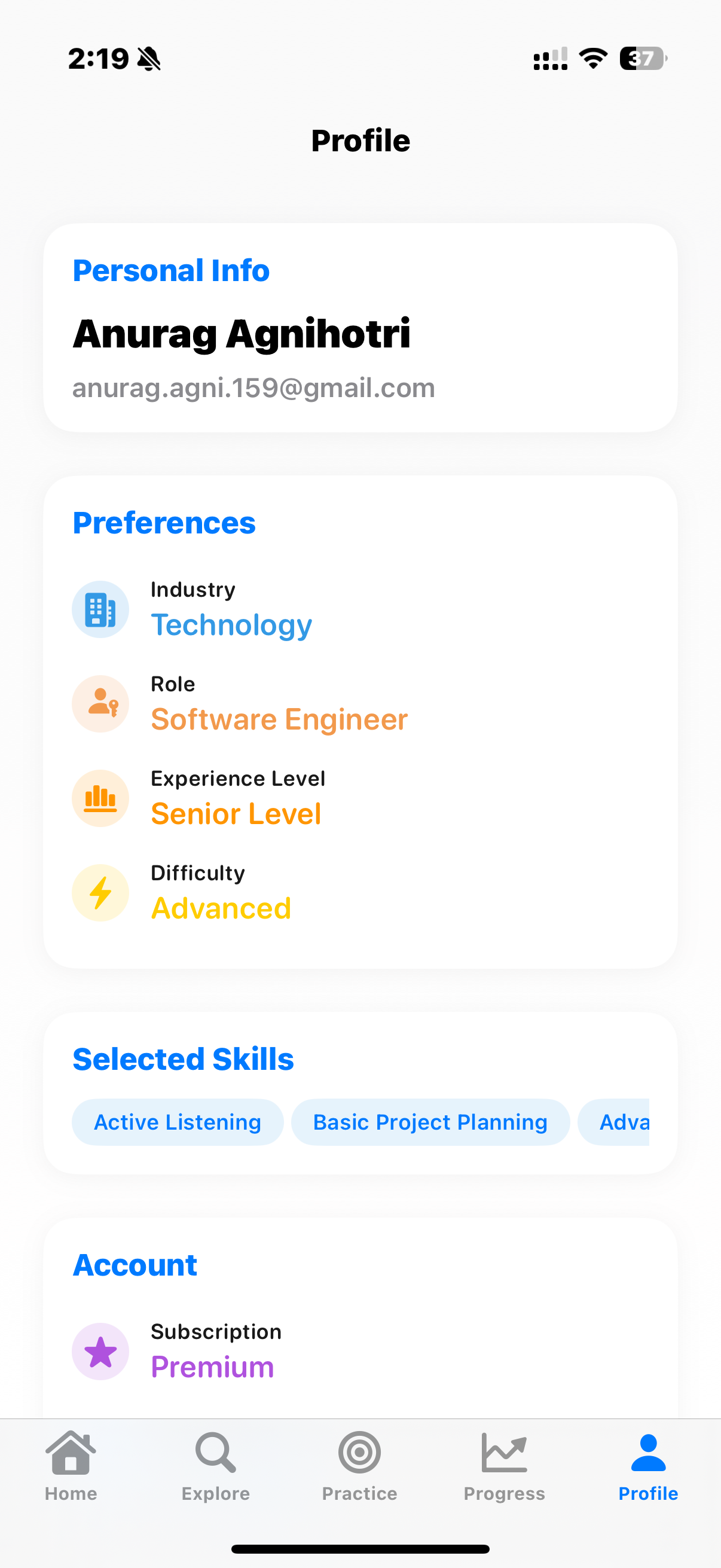 Personalized Profile Interface